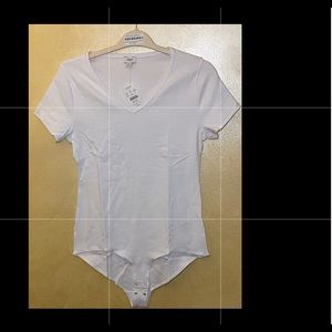 J.Crew Factory white V neck bodysuit- NWT size L